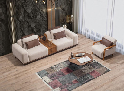 Beiges Exklusives 2-Sitzer Sofa Wohnzimmer Couchen Moderner Zweisitzer